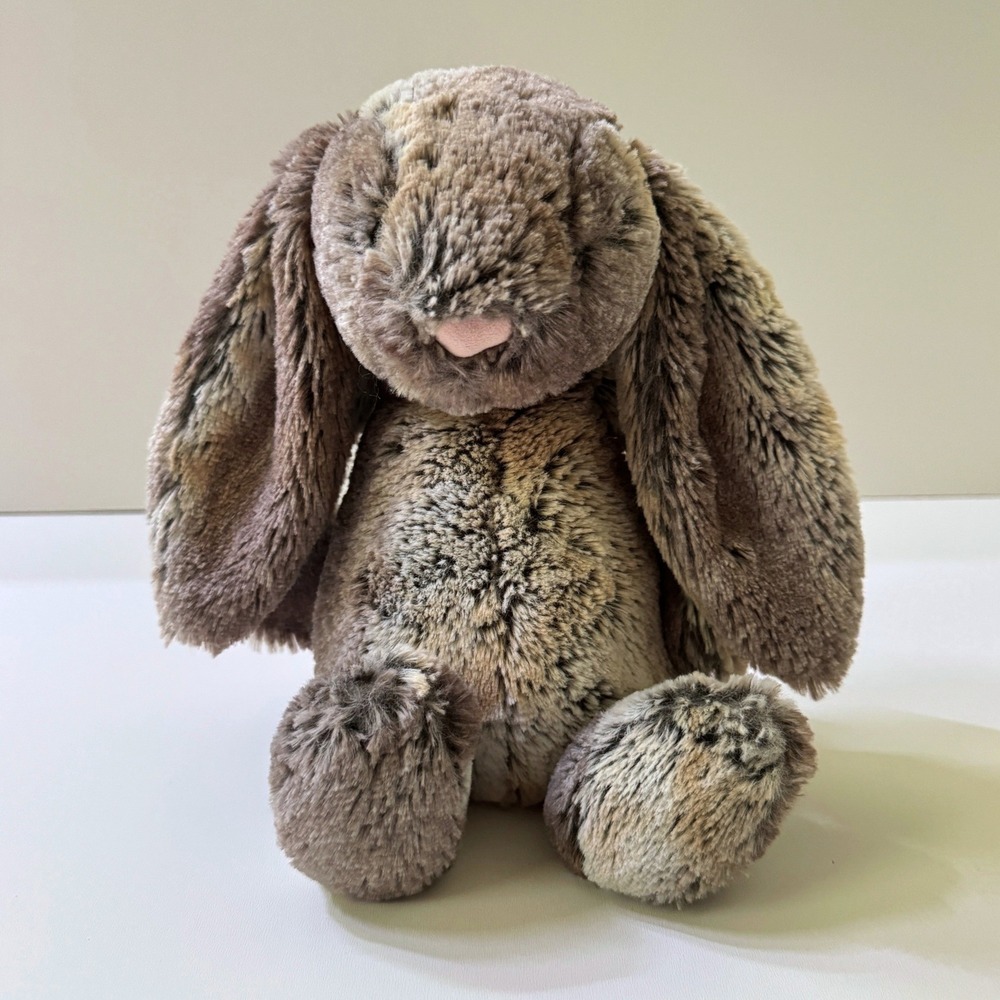 Jellycat Bashful Woodland Babe Bunny Medium 12" Brown Grey Orange Plush Rabbit